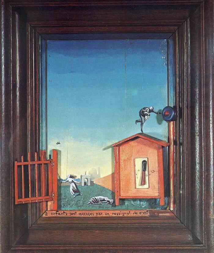 Two Children are Threatened by a Nightingale, 1924 - by Max Ernst